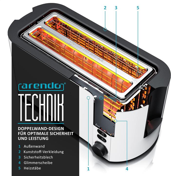 Actual product image Arendo Manha - Langschlitz-Toaster für 4 Scheiben