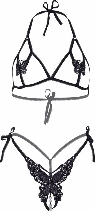 Produktbild Leg Avenue Offener CupBH und Perlenhöschen Schwarz (One Size)