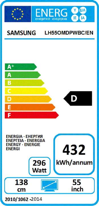 Energy Label Samsung Om55d-W (1920 x 1080 pixels, 55")
