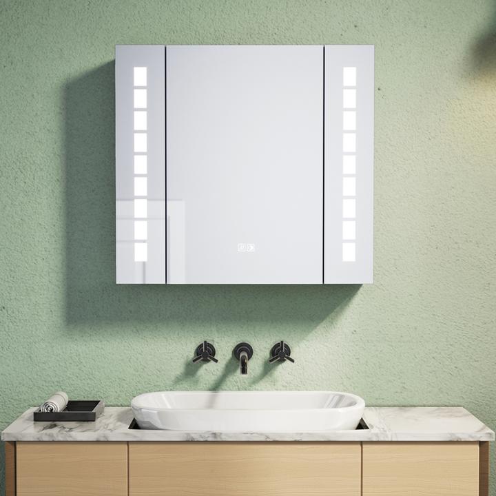Actual product image SONNI LED-Spiegelschrank, Badezimmerspiegelschrank mit Beleuchtung, 60 x 65 cm, beschlagfrei, mit St