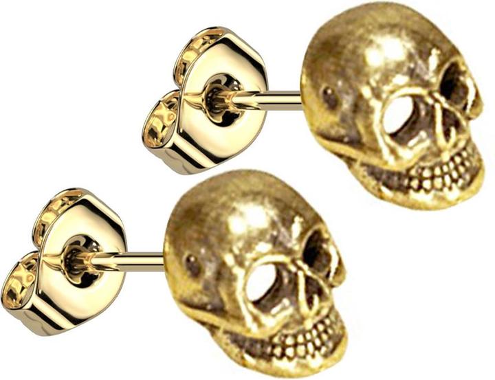 Chaotic Trading Ohrstecker vergoldet Totenkopf (Messing)