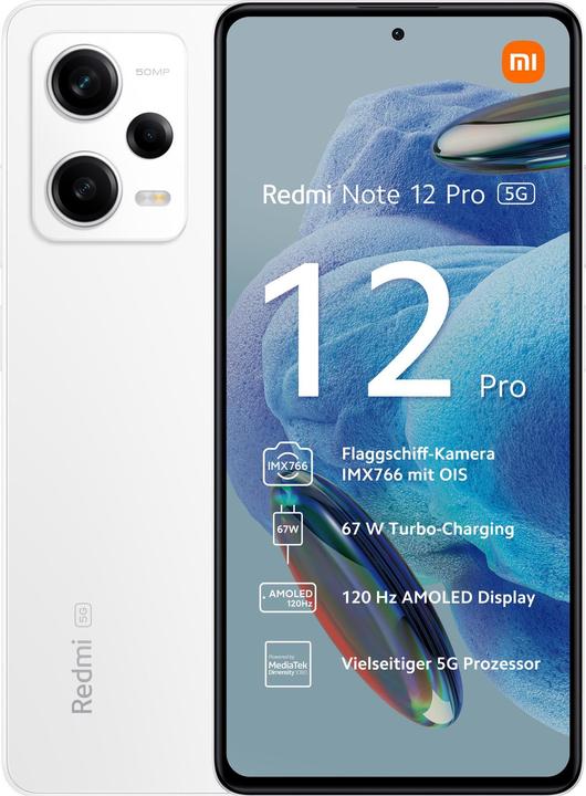 Productafbeelding Xiaomi Redmi Note 12 Pro 5G (6GB) (128 GB, Polair Wit, 6.67", Dubbele SIM, 50 Mpx, 5G)