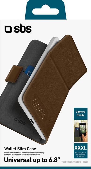 Actual product image SBS universelt slankt book cover til mobil op til 6,8". Brun (Universal)