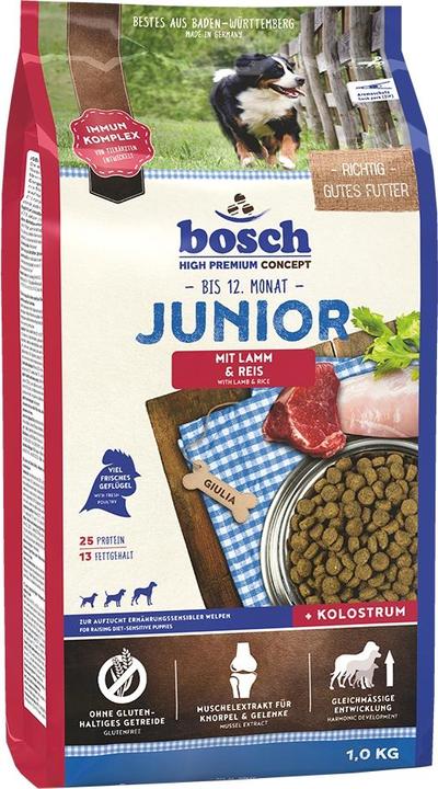 Produktbild Bosch Petfood Hundefutter trocken, bosch Junior Lamm & Reis 1 kg (Welpe + Kitten, 1 Stk., 1000 g)