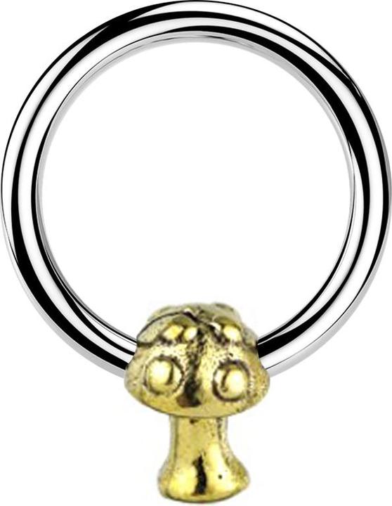 Star Piercing Micro Closure Ring silber Pilz vergoldet (Messing, Chirurgenstahl 316L)