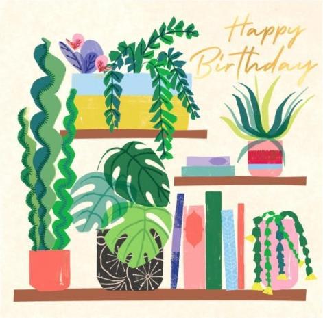 Laura Darrington Birthday card plants and books - Happy Birthday (1 pcs.)