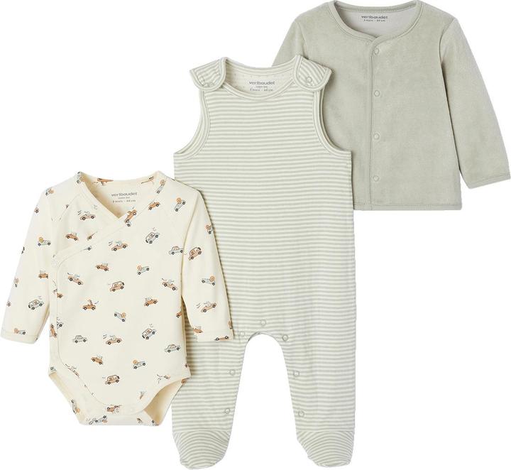 Produktbild Vertbaudet Bio-Kollektion: Baby Geschenk-Set aus Body, Latzhose, Mütze & Cordjacke (68)