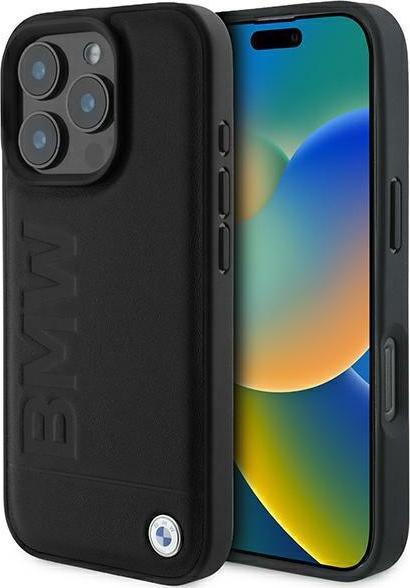 Produktbild BMW BMHCP16LSLLBK iPhone 16 Pro 6.3" czarny/black hardcase Leather Hot Stamp (Apple iPhone 16 Pro)