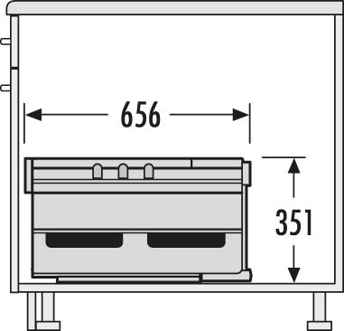 Produktbild Hailo Abfallsammler Rondo 3646131 Eckabfallsammler 3fach für 90x90 Eckunterschrank 2x 8.5 + 18 Liter (35 l)