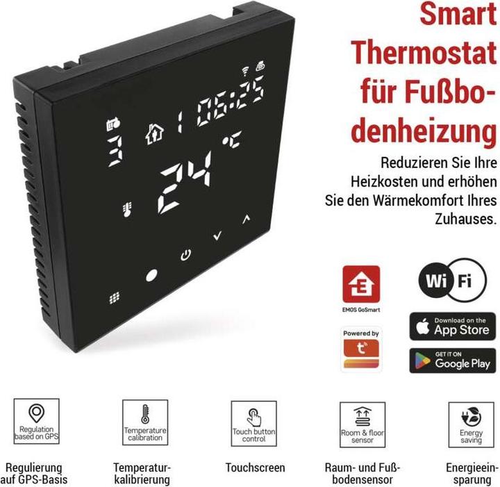Image du produit Emos GoSmart Fussbodenheizung-Thermostat P56201BUF mit WiFi, programmierbar, verkabelt