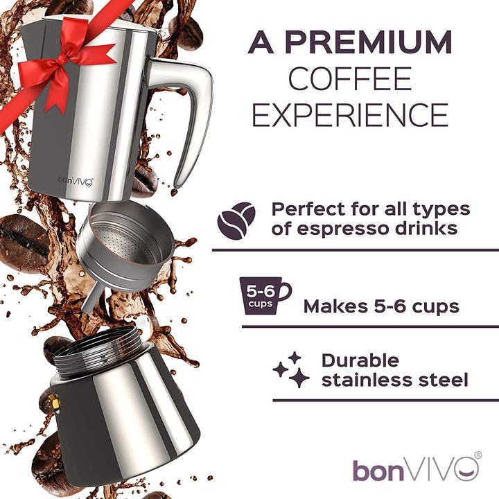Actual product image BonVivo Coffee maker 2 cups, chrome (2 T.)