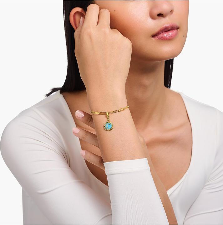 Thomas Sabo Member Charm türkiser Charmista Coin vergoldet (Emaille, 925er Silber)