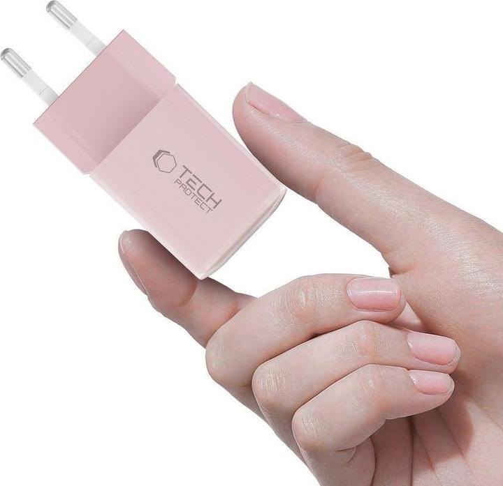 Actual product image Tech-Protect NCM33W 2-port PD33W/QC3.0 wall charger - pink (33 W)