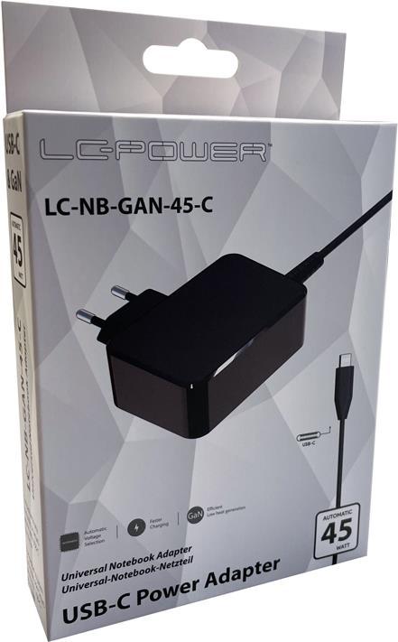 Image du produit LC-Power Bloc d'alimentation pour ordinateur portable LC-NB-GAN-45-C (45 W)
