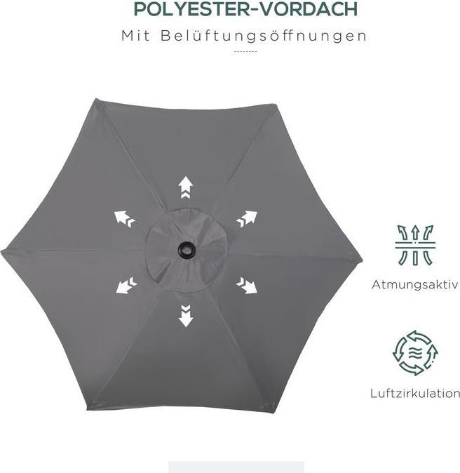 Produktbild Swisshandel24 Sonnenschirm Ø196 cm, Drehbar, Knickfunktion, sechseckig, Dunkelgrau