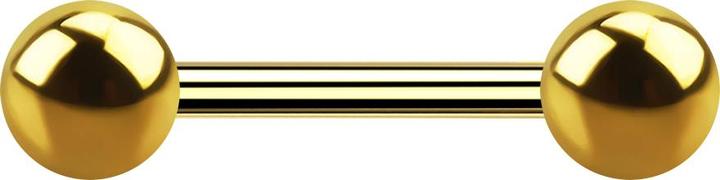 Star Piercing Barbell Innengewinde vergoldet mit zwei Kugeln (Chirurgenstahl 316L)