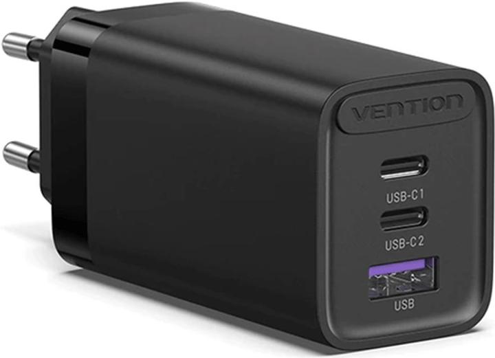 Actual product image Vention Wall Charger 3-Port USB-A/USB-C - 65W, black (65 W)