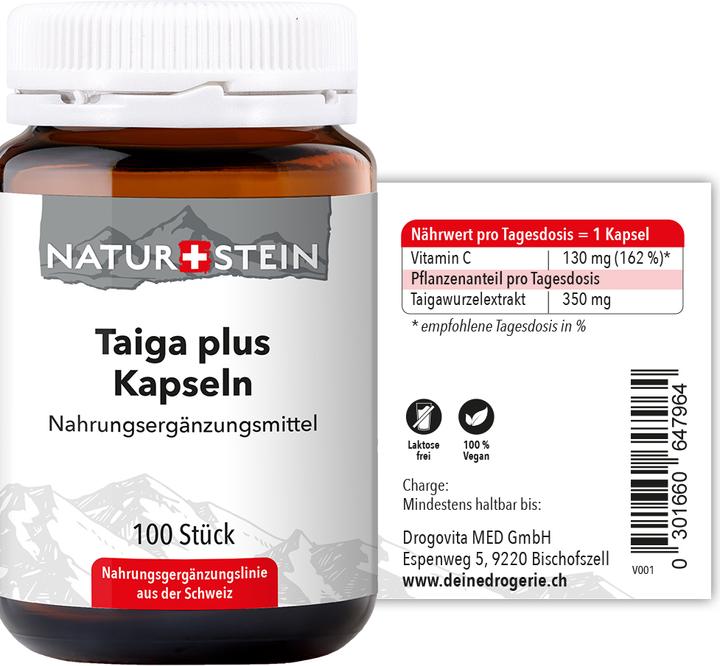 Nutritional values and ingredients Naturstein Taiga plus (100 Piece, Capsules, 157 g)