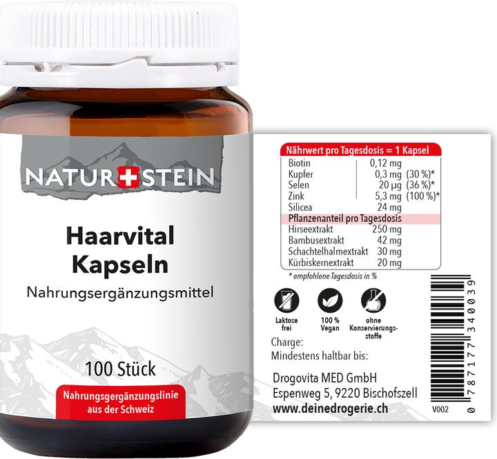 Nährwerte und Zutaten Naturstein Haarvital (100 Stück, Kapseln, 151 g)