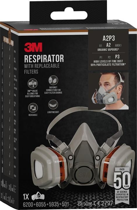 Actual product image 3M Respirator mask (A2P3, 1 x)