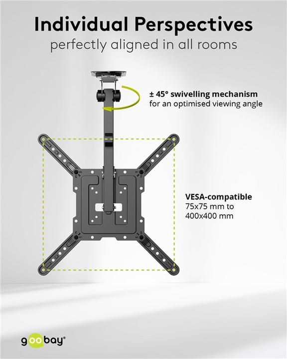 Actual product image Goobay Basic M TV ceiling mount, black (Ceiling, 55", 20 kg)
