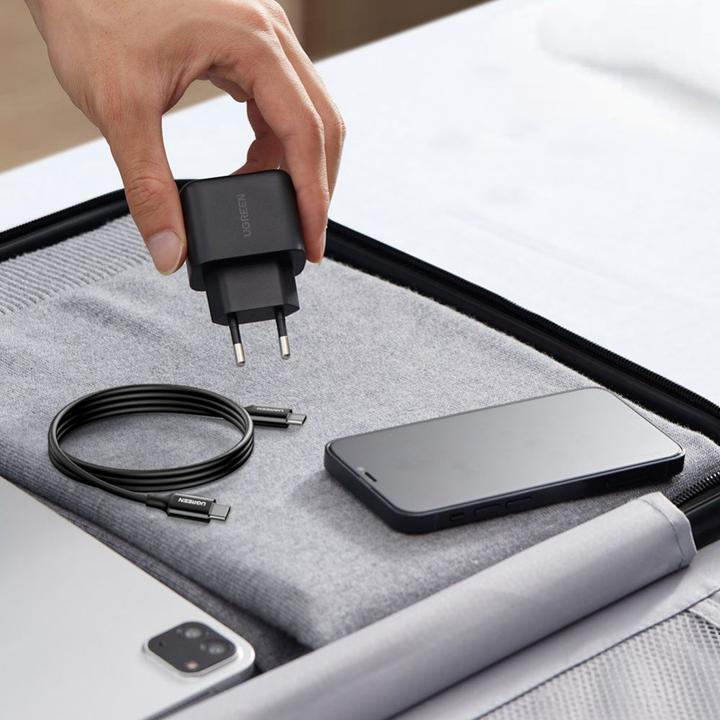 Actual product image Ugreen Wall charger CD250, 25W, USB-C (black) + USB-C to USB-C cable, 2m (black) (25 W)