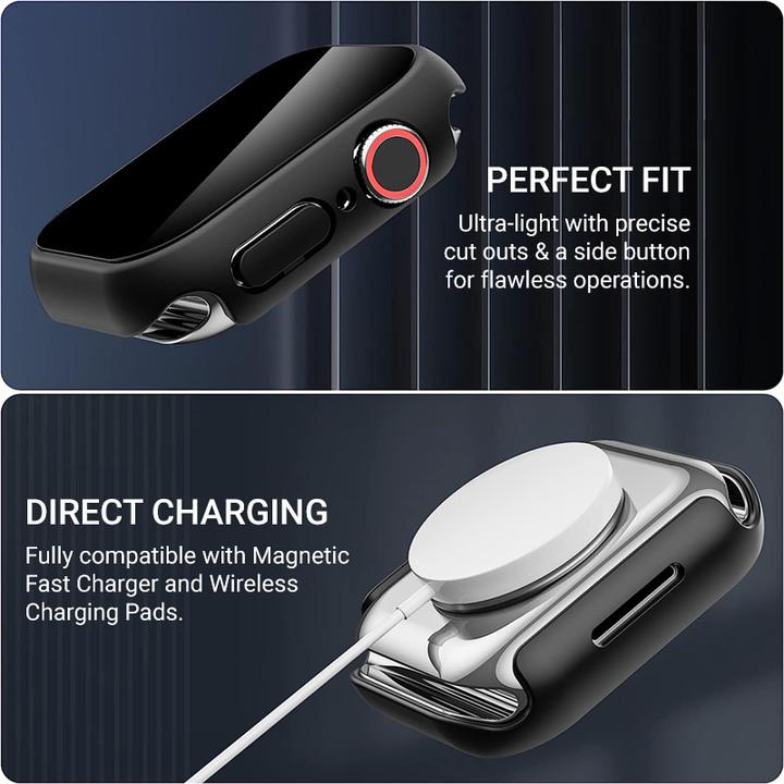 Actual product image Crong Hybrid Watch Case - Apple Watch 44 mm Glass Case (black)