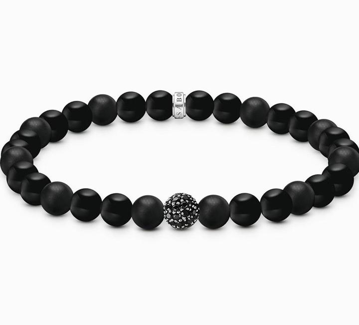 Produktbild Thomas Sabo Bead Armband Obsidian schwarz (19 cm, Silber 925)