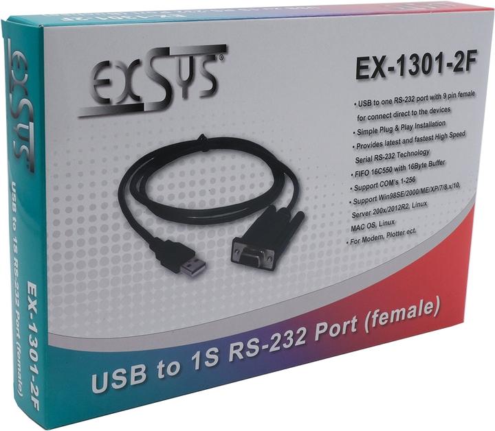 Image du produit Exsys EX-1301-2F - USB vers 1 x RS232 avec connecteur femelle 9 broches