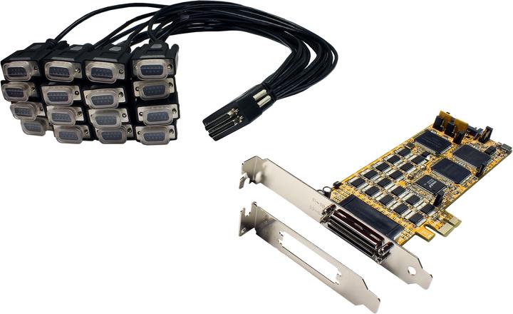 Produktbild Exsys 16S PCIe Serielle RS-232 Karte mit Octopus Kabel (SystemBase Chip-Set)