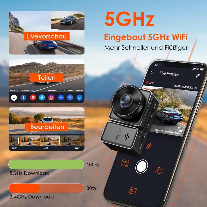Produktbild Vantrue E2 Dual 1944P Dashcam (Eingebautes Mikrofon, Nachtsicht, Eingebautes Display)