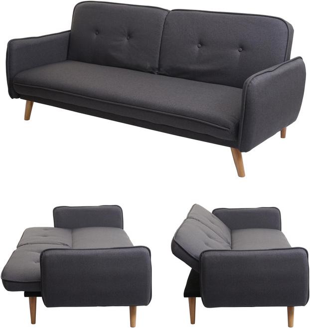 Produktbild Swisshandel24 Schlafsofa, Couch Klappsofa Gästebett Bettsofa, Schlaffunktion Stoff/Textil anthrazit-grau - 69686 (Bettsofa)