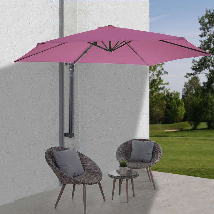 Image du produit Swisshandel24 Paravent Casoria, Parapluie balcon Parasol, 3m inclinable, polyester alu/acier 9kg lav (3 m)