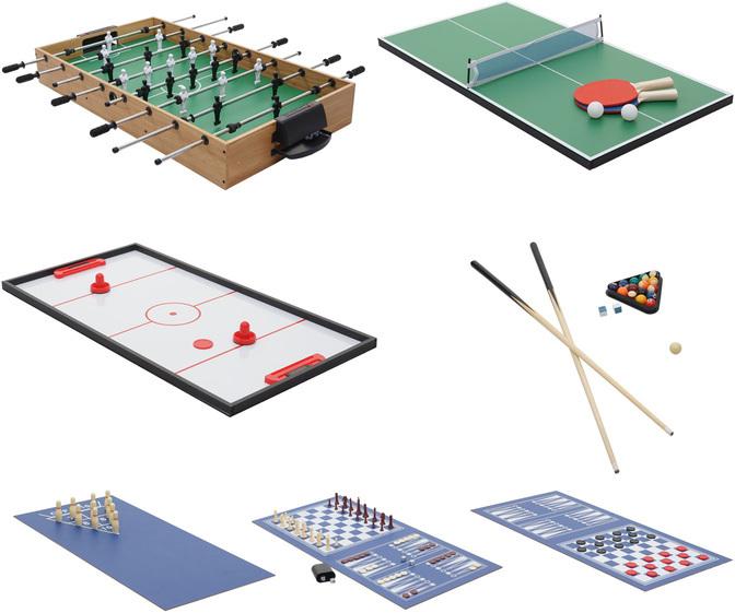 Produktbild Swisshandel24 Tischkicker, Tischfussball Billard Hockey 7in1 Multiplayer Spieletisch, MDF 82x107x60cm Eiche-Opti