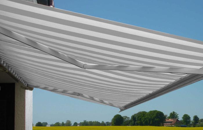 Produktbild Swisshandel24 Elektrische Kassettenmarkise, Markise, Sonnenstoren Vollkassette 4x3m Acryl Grau/Weiss - 19581 (4 m)