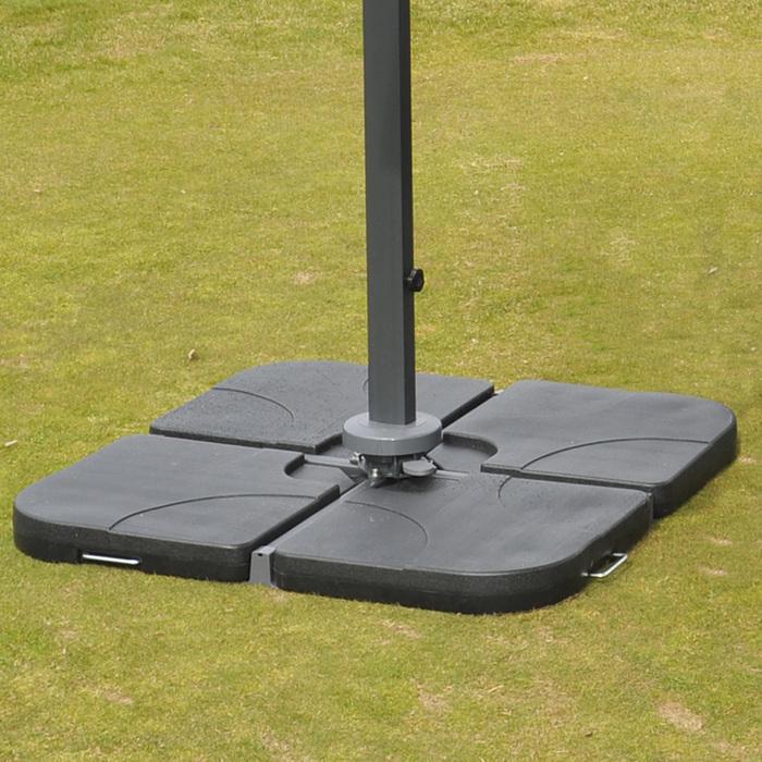 Produktbild Mendler Gastronomie-Ampelschirm, Sonnenschirm, 3x3m (Ø4,24m) Polyester/Alu 23kg - türkis mit Ständer, drehba (0.76 m)