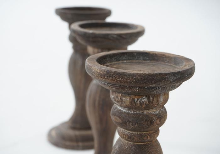 Produktbild Swisshandel24 3er Set Kerzenständer, Kerzenhalter, Shabby-Look Vintage Höhe 24cm braun