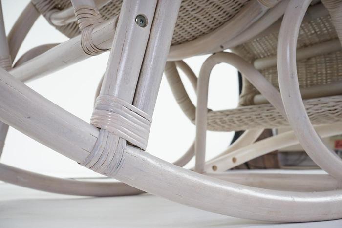Produktbild Mendler Schaukelstuhl, Schwingsessel Rattansessel, weiss - Auflage grün