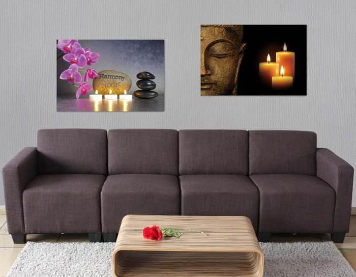 Immagine prodotto Swisshandel24 2x LED quadro illuminato da parete 60x40cm, timer - Buddha + sfarfallio (60 x 40 cm)
