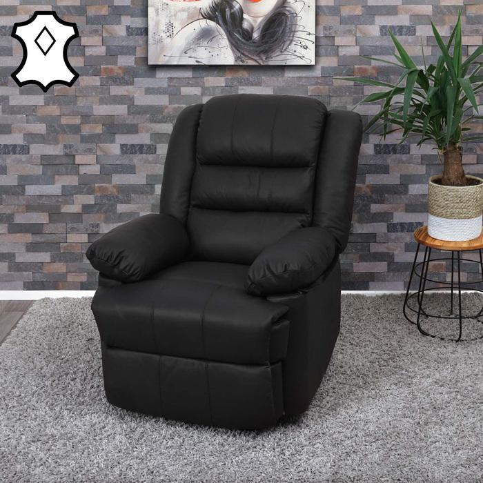 Produktbild Swisshandel24 Fernsehsessel, Relaxsessel Liege Sessel, Leder + Kunstleder 103x83x91cm - schwarz
