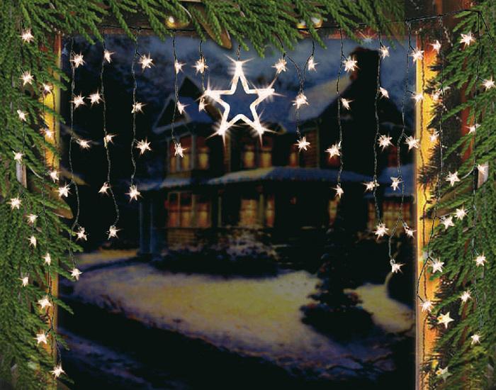 Image du produit Swisshandel24 Rideau lumineux LED Chaîne d'étoiles Déco - 1 grande, 70 petites étoiles (0.90 m)