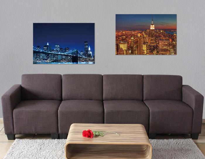 Produktbild Swisshandel24 2x LED-Bild Leinwandbild Leuchtbild Wandbild 60x40cm, Timer - Skyline New York (60 x 40 cm)