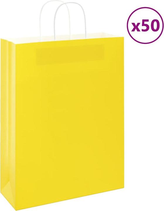 Image du produit VidaXL Sacs en papier kraft 50 pcs. avec anse jaune 32x12x42 cm Sac en papier (Pochette cadeau, 50 x)