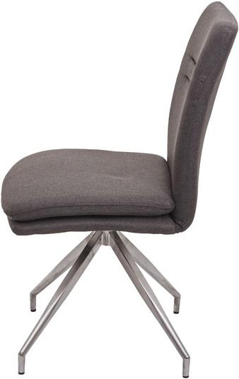 Produktbild Swisshandel24 6x Esszimmerstuhl HWC-H70, Küchenstuhl Lehnstuhl Stuhl, Stoff/Textil Edelstahl gebürstet grau-braun