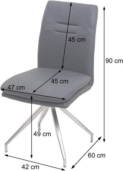 Produktbild Swisshandel24 6x Esszimmerstuhl HWC-H70, Küchenstuhl Lehnstuhl Stuhl, Stoff/Textil Edelstahl gebürstet grau-braun