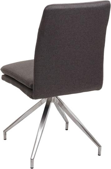 Produktbild Swisshandel24 6x Esszimmerstuhl HWC-H70, Küchenstuhl Lehnstuhl Stuhl, Stoff/Textil Edelstahl gebürstet grau-braun