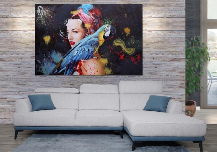 Produktbild Swisshandel24 Ölgemälde Frau, Leinwandbild Wandgemälde Gemälde, handgemaltes XL Wandbild - 120x180cm (120 x 180 cm)