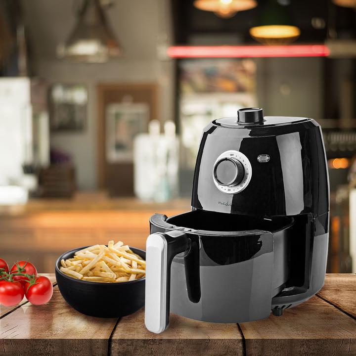 Produktbild Nedis Heissluft Friteuse | 2.4 l | Timer: 30 min | Analog | Aluminium / Schwarz (EU-Stecker)