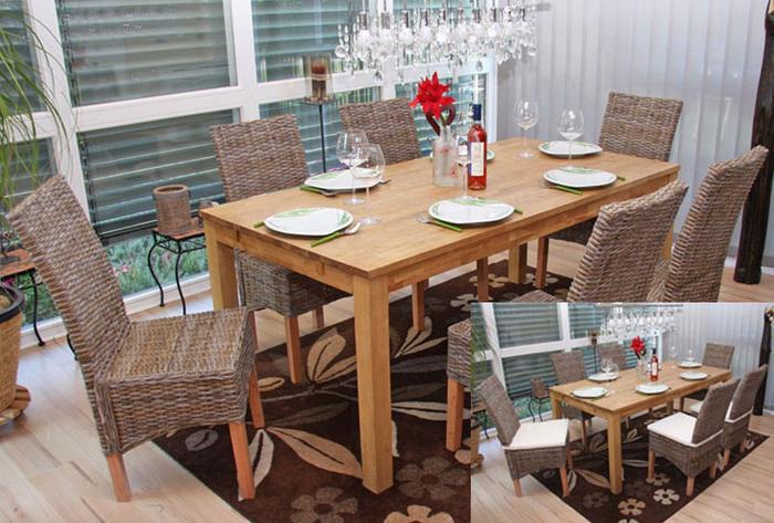 Produktbild Swisshandel24 6x Esszimmerstuhl Korbstuhl Stuhl M44, Kubu-Rattan ohne Sitzkissen