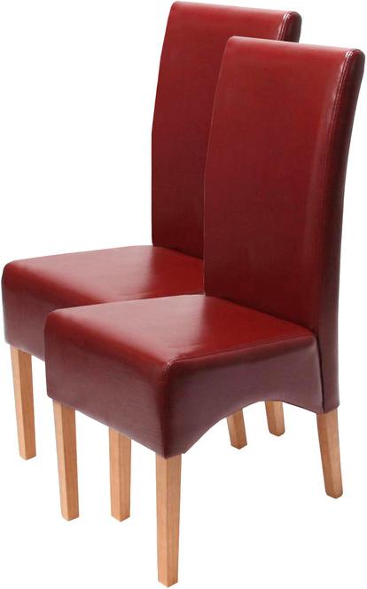 Produktbild Swisshandel24 6x Esszimmerstuhl Küchenstuhl Stuhl Latina, LEDER rot, helle Beine